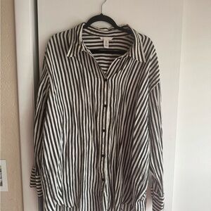 H&M Black and White Striped Blouse
